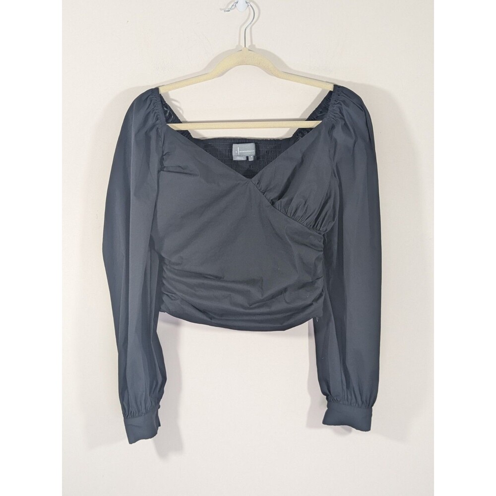Anthropologie Sweetheart Puff Long Sleeve Black Blouse Smocked Back Sexy Sz S - Picture 4 of 12